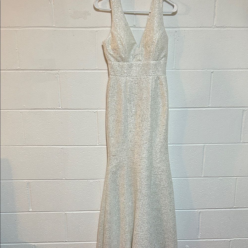 Elegant Silver Evening Gown SZ 1
